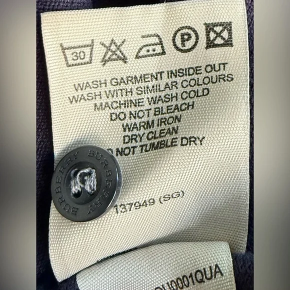 Burberry London Navy Polo Shirt 👕 Classic Logo | Men’s L (Slim Fit) Cotton - Picture 12 of 14